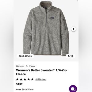 Women’s better sweater 1/4 zip fleece - Birch white
